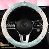 All-Season Suede Steering Wheel Cover with Rhinestones and Crown for Cars, Trucks & SUVs