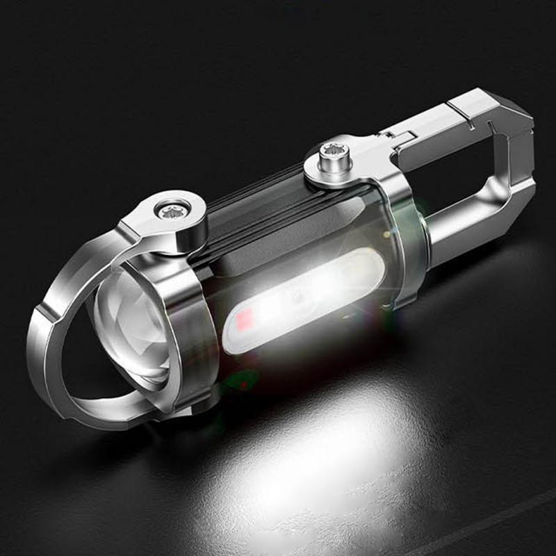 Powerful LED Flashlight Keychain USB Rechargeable Hanging Portable Flashlight Waterproof Keyring Camping Walking Pocket Lamp