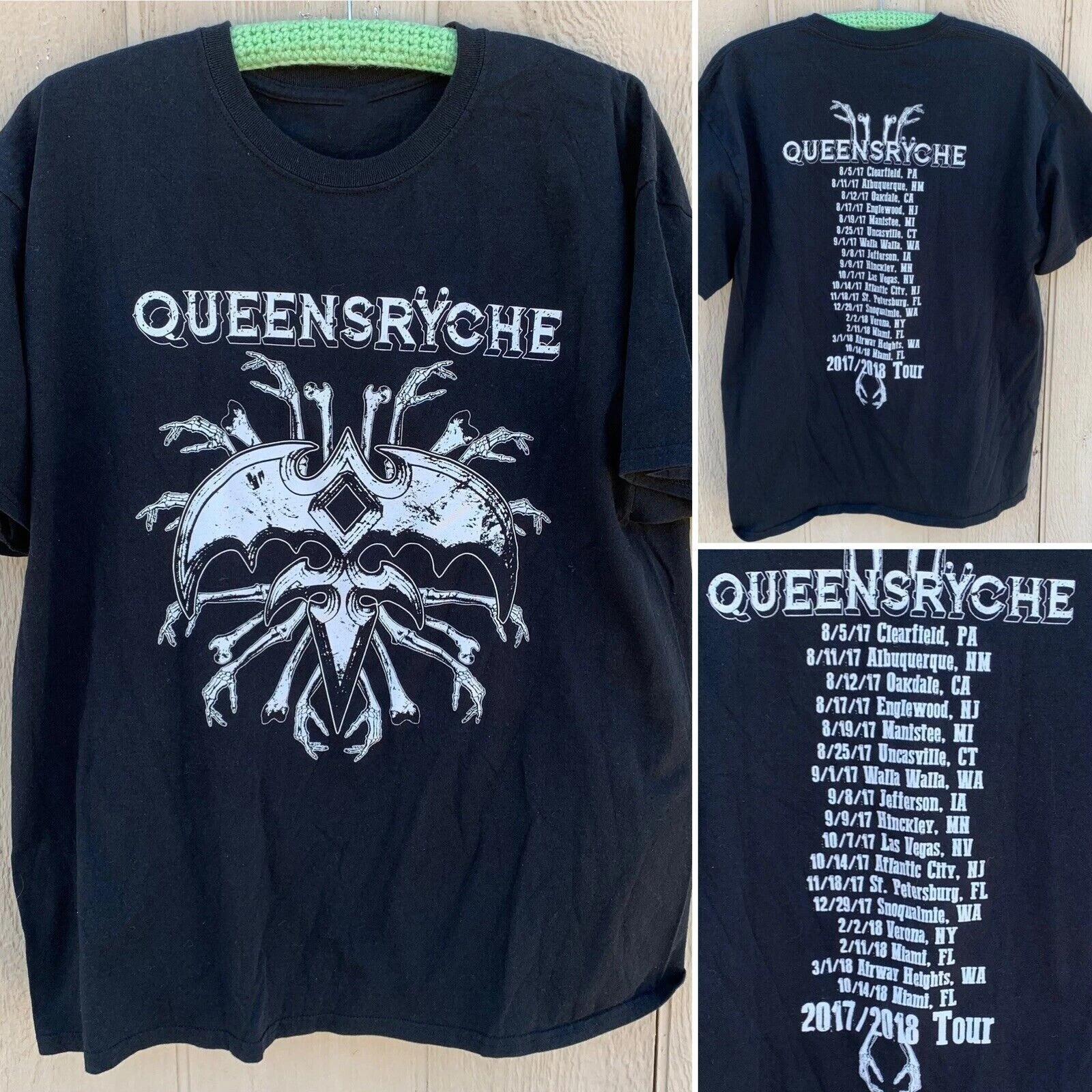 Queensryche Band Tour Heavy Cotton Black All Size T Shirt 2 Sides TR181 M