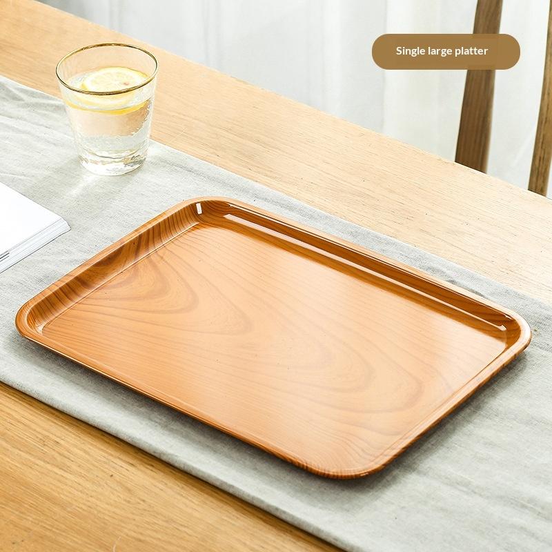 1Set Japanese-Style Plastic Dish Multifunctional Simple Imitation Wood Grain Bone Spitting Dish Household Food Grade Fruit Bowl