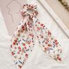 Women Hair Band Floral Printing High Elasticity Long Ribbon Hair Tie Ponytail Bun Half-Tied Hairstyles Chiffon Fabric Hair Accessory