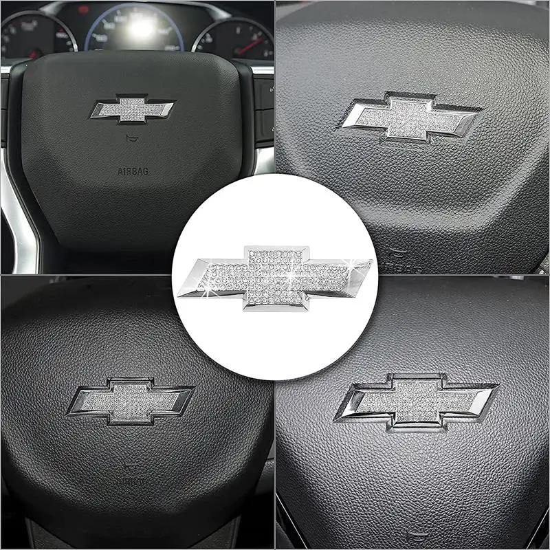 Kcwx2 Car Steering Wheel Center Emblem Logo Bling Crystal Stickers for Chevrolet Chevy Cruze Equinox Malibu Spark Sonic Captive Aveo
