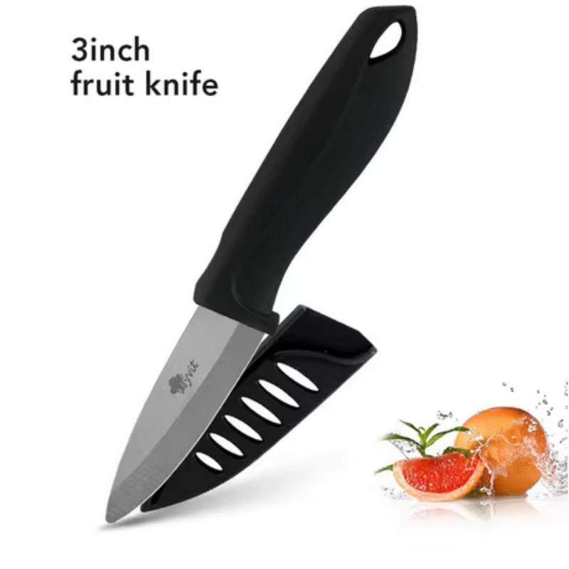 Ceramic Knife 3 4 5 6 Inch Sharp Kitchen Chef Knives Utility Slicer Paring Serrated Bread Meat Cleaver with Sheaths Black Blade