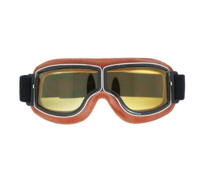 Skládací retro motokrosové brýle Vintage kožené motocyklové brýle větruodolné prodyšné moto cyklistická přilba brýle na koloběžku