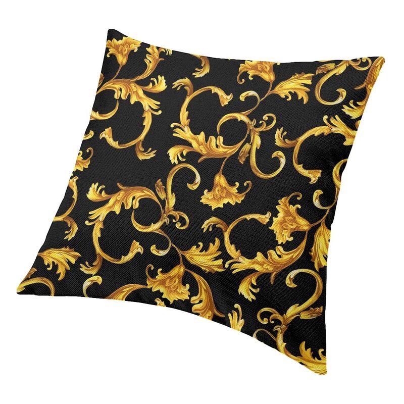 Soft Gold Baroque Throw Pillow Cover Decoration Custom Square Cushion Cover 40X40 Pillowcover For Sofa