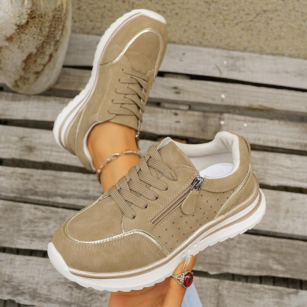 Plus Size Breathable Sports Shoes with Side Zipper - Autumn 2025 New Chunky Sole Comfort Running Shoes