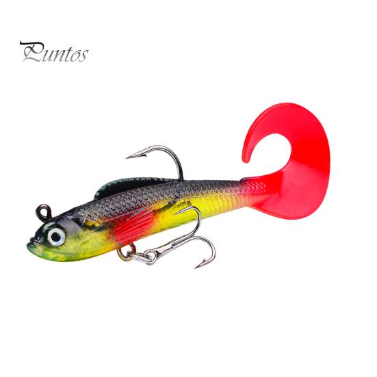 Vivid Fishing Bait 8.5cm/8.7g Soft Lure Simulation Design Pre-Rigged Jig Head Swimbaits 3D Eyes Fake Paddle Tail Swim Saltwater Freshwater Trout Sharp
