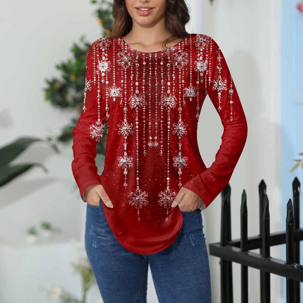 Tee Shirts For Women Fall Casual Long Sleeve Shirts Sweatshirt Vintage Graphic Printing Top Pullover Valentine's Day