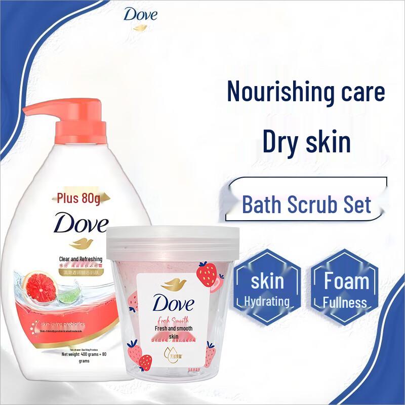 

Dove Clear & Refreshing Shower Gel and Sweet Strawberry Scrub Set