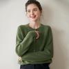 Trustworthy Classic: Women's Round Neck Solid Cashmere Sweater - Soft, Thickened, Single-Breasted Outerwear for Autumn & Winter.