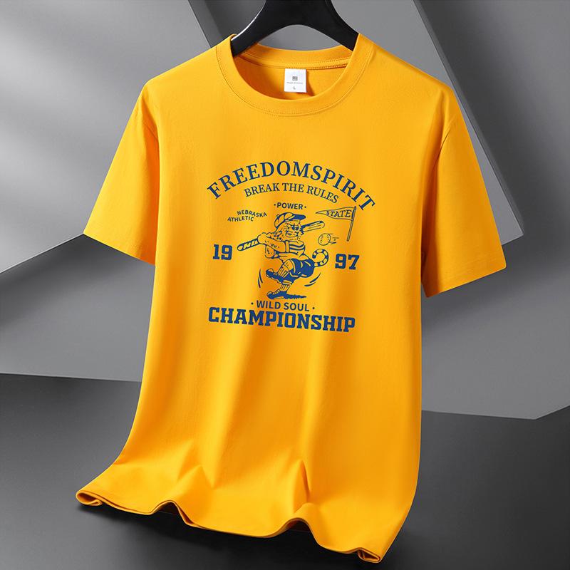 

Freedom Spirit, 10 цветов, мужская футболка из чистого хлопка, свободная мужская футболка с круглым вырезом и коротким рукавом, большой размер S-6XL 5XL жёлтый
