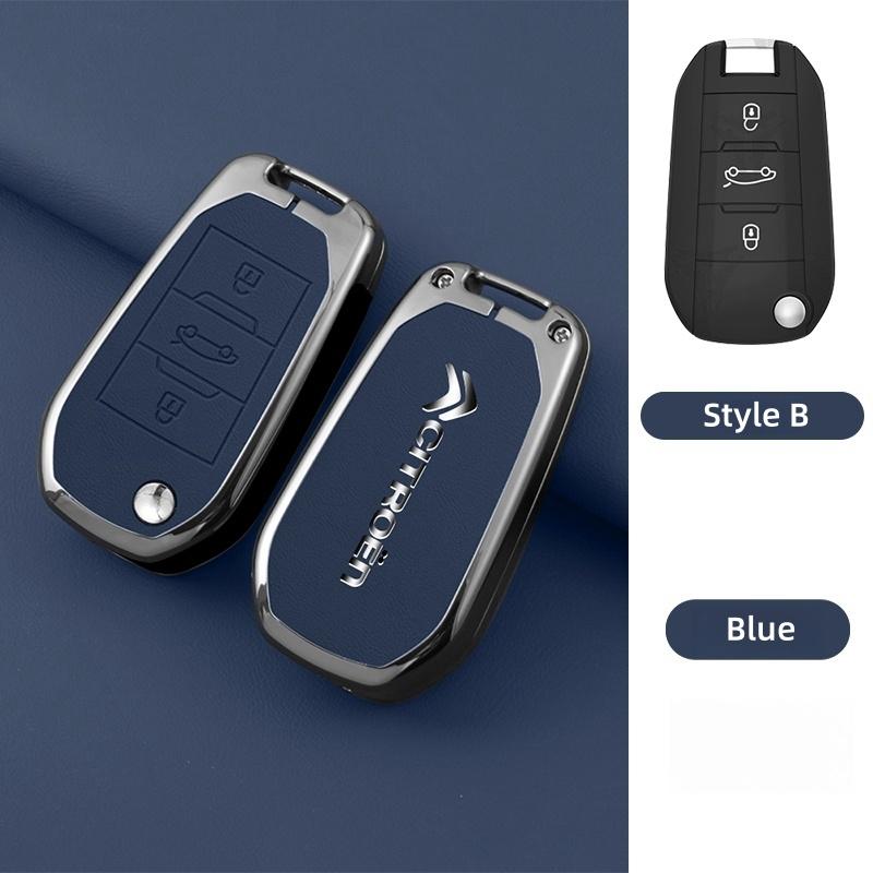 YKFEA1 Zinc Alloy Leather Car Key Case Cover For Citroen C1 C2 C3 C4 C5 C6 C4L Berlingo Picasso Jumpy Nemo Aircross Sega C5 X VTS C3 XR