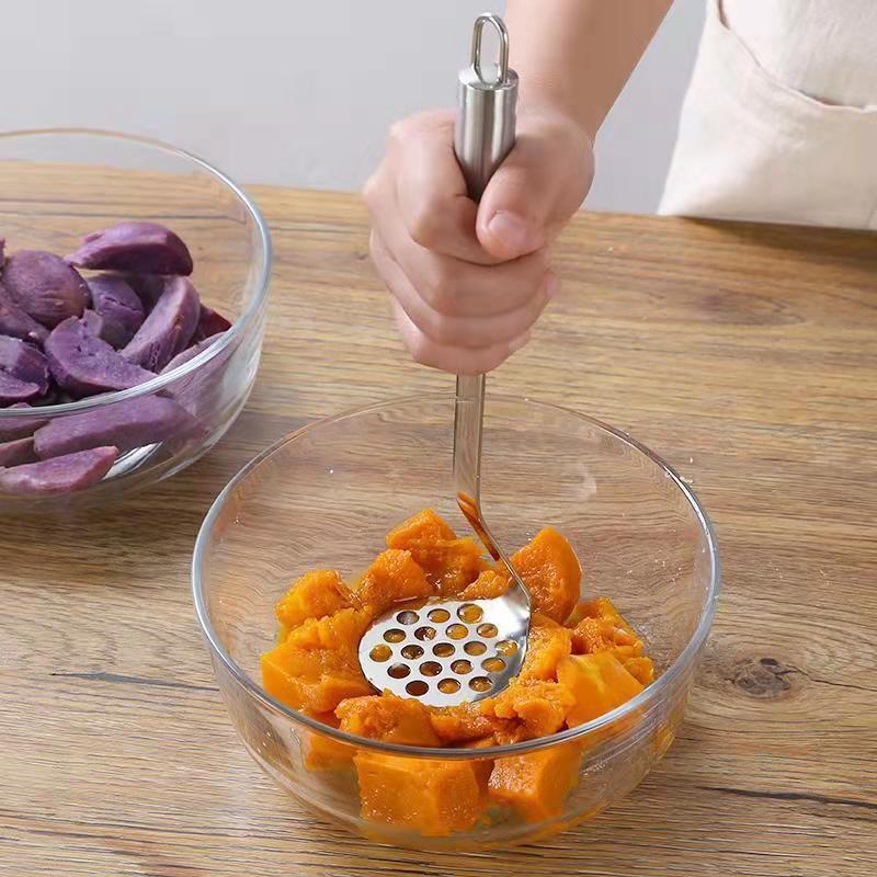 Purple Stainless Steel Masher for Potatoes and Baby Food