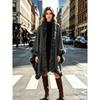 Oversized Knit Cape With Faux Fur Collar Women Winter Warm Thick Sweater Shawl Street Style