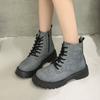Winter Lace-up Zipper Short Boots Fashionable New Round Toe Solid Color Sexy Comfortable Non-slip Casual Walking Boots for Women