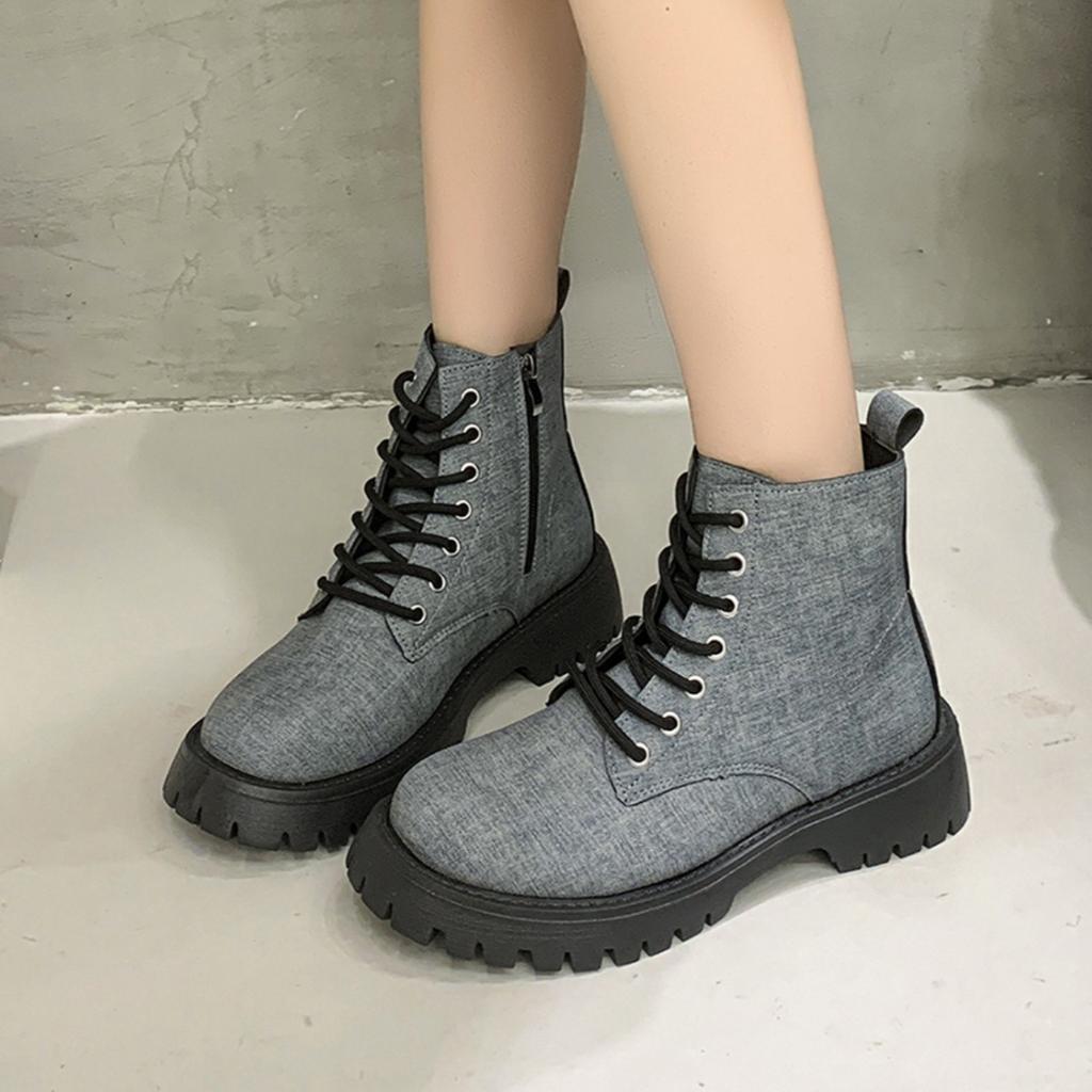 Winter Lace-up Zipper Short Boots Fashionable New Round Toe Solid Color Sexy Comfortable Non-slip Casual Walking Boots for Women