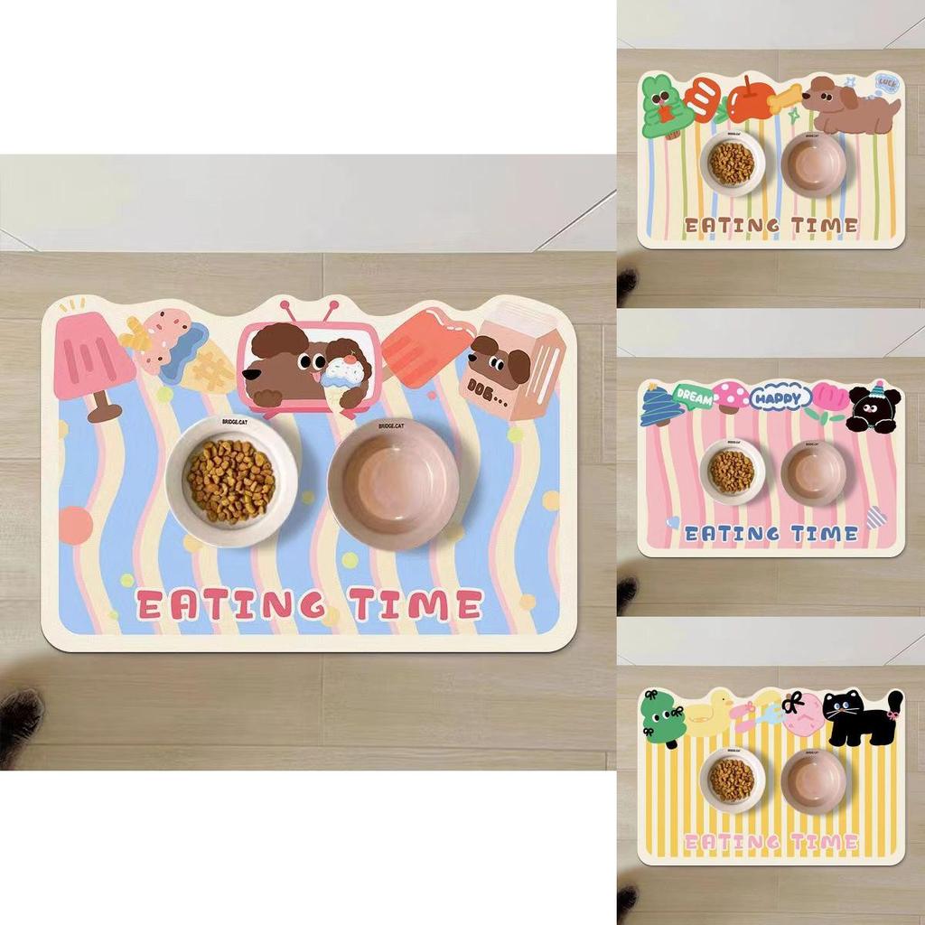 Cute Animal Silicone Diatomite Spillproof Pet Feeding Mat For Dining And Feeding