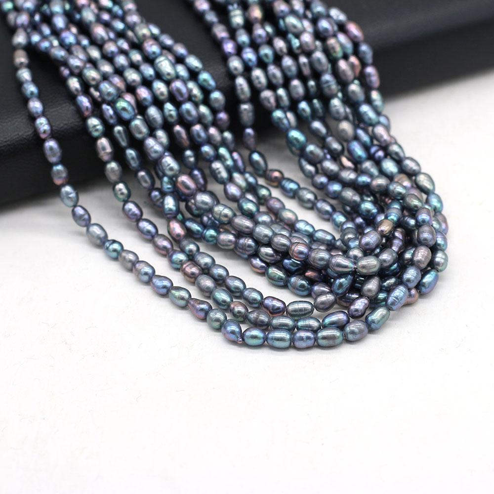 Valentine's Day Gift, Black Natural Pearl Beads, Handmade Rice Beads for Jewelry Making DIY Necklace Bracelet Accessories 36cm