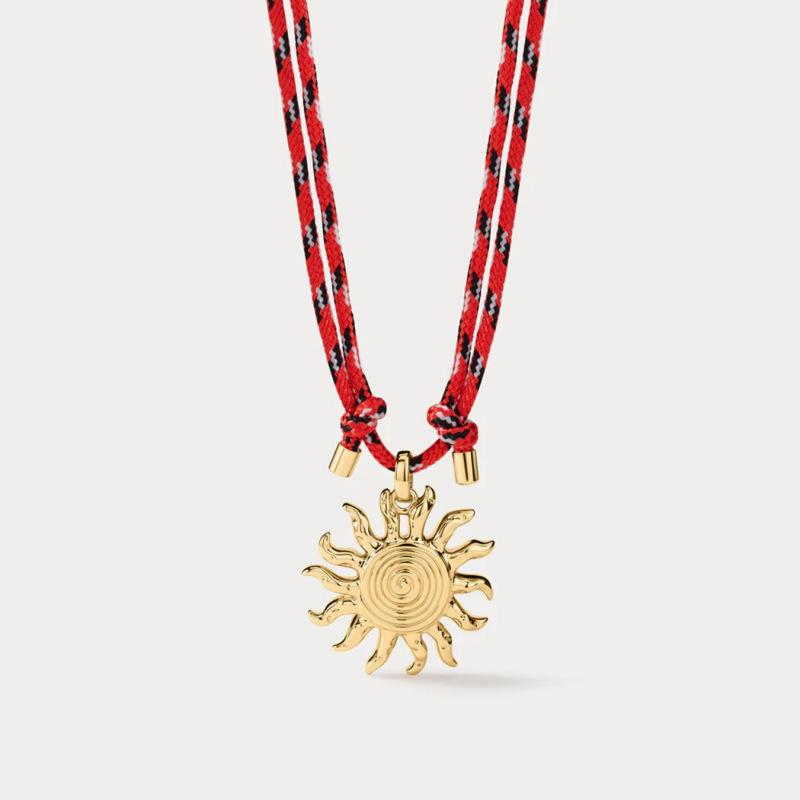 

Handmade Color Braided Rope Titanium Steel Necklace Light Luxury Multi-Pendant Feeling Natural Stone Dripping Oil Women S Necklace
