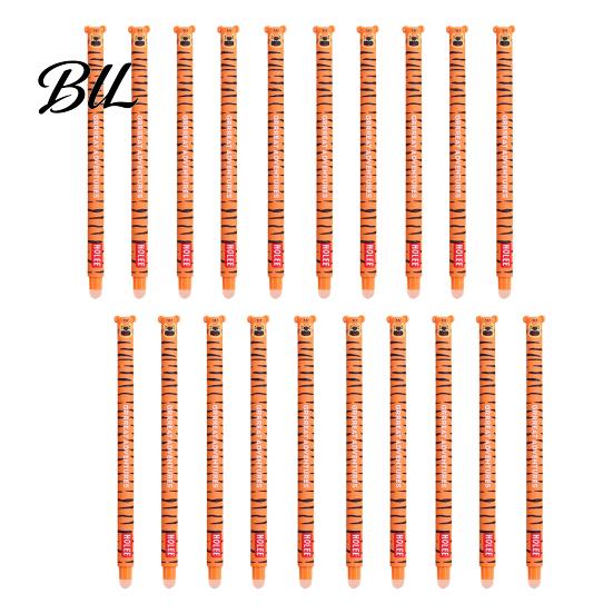 Soft Rubber Grip Pen 20Pcs Cartoon Animal Erasable Gel Pens for Kids 0.7mm Cute Cap Design Smooth Writing Stationery Easy Erase Fun School Supplies