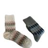 Little Red Book Thickened Warm Wool Socks For Children Piles Up Winter Diamond Lattice Nordic Style Socks