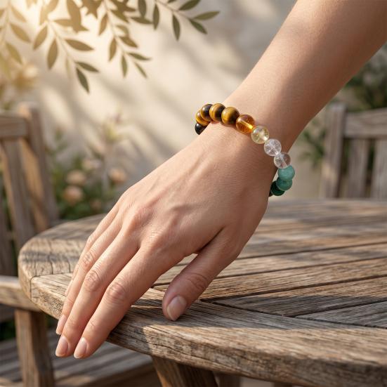Women Bracelet Elastic Rope Faux Tiger Eye Stone Beads Bracelet Comfortable To Wear Wristband Versatile Accessories