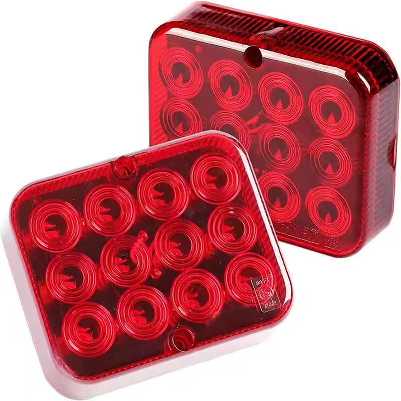 2PCS Waterproof Truck Rear Fog Light 12LED Car Warning Signal Turn Taillight Trailer Lamp Boat Caravan Lorry Stop LED Red Light