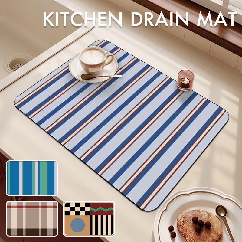 

Кухонная впитывающая салфетка для посуды с полосками, быстросохнущая подложка, противоскользящий коврик для слива кофе, подставка под кран, подставка под приборы, коврик для ванной S 30x40cm