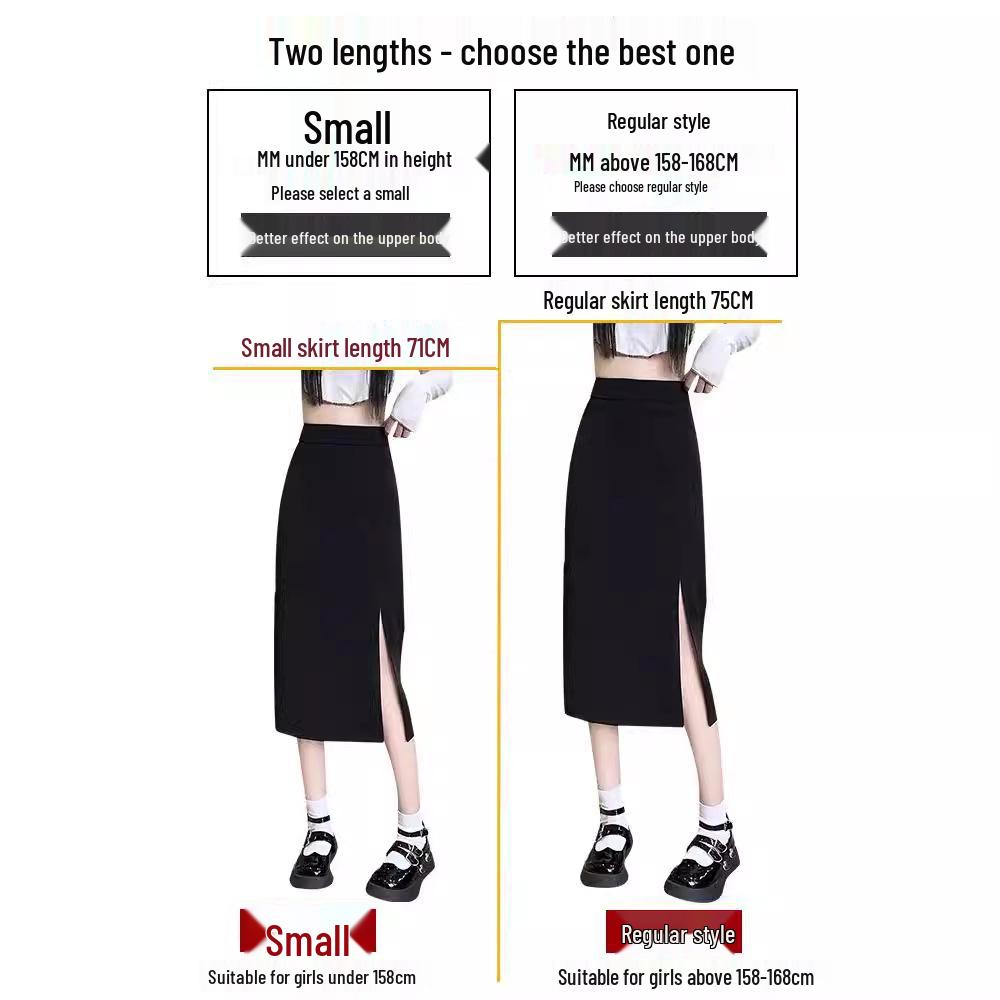 2024 Women's High Waist Black Midi Skirt: Summer Bodycon Slit, A-Line Maxi, Trendy Mid-Length