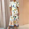 2026 spring new women's clothing, cross-border European and American hot sale, temperament commuting sweet printed crew neck big swing dress