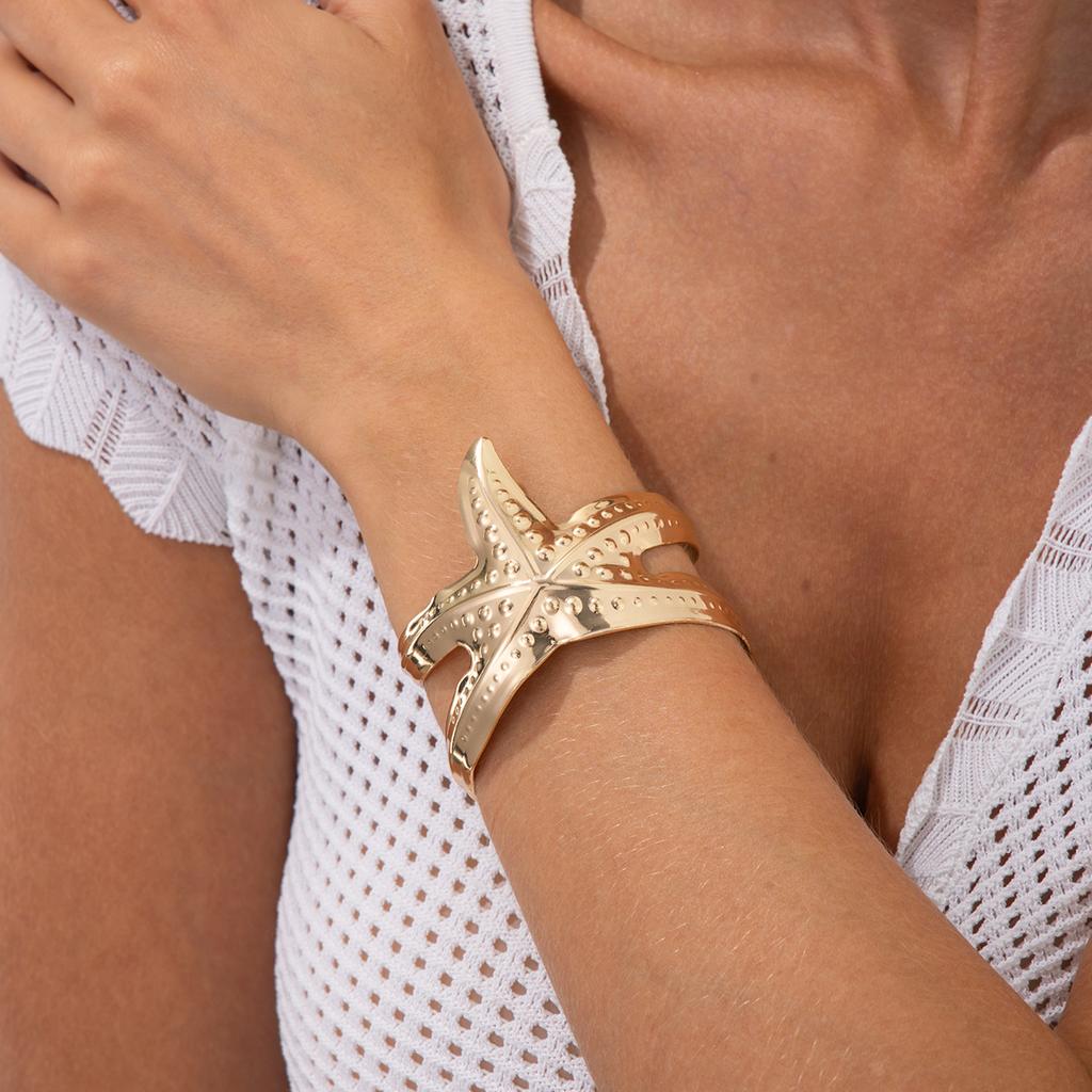 Ocean Wind Metal Pen Starfish Bracelet Bracelet Exaggerated Design Sense Open Bracelet Female