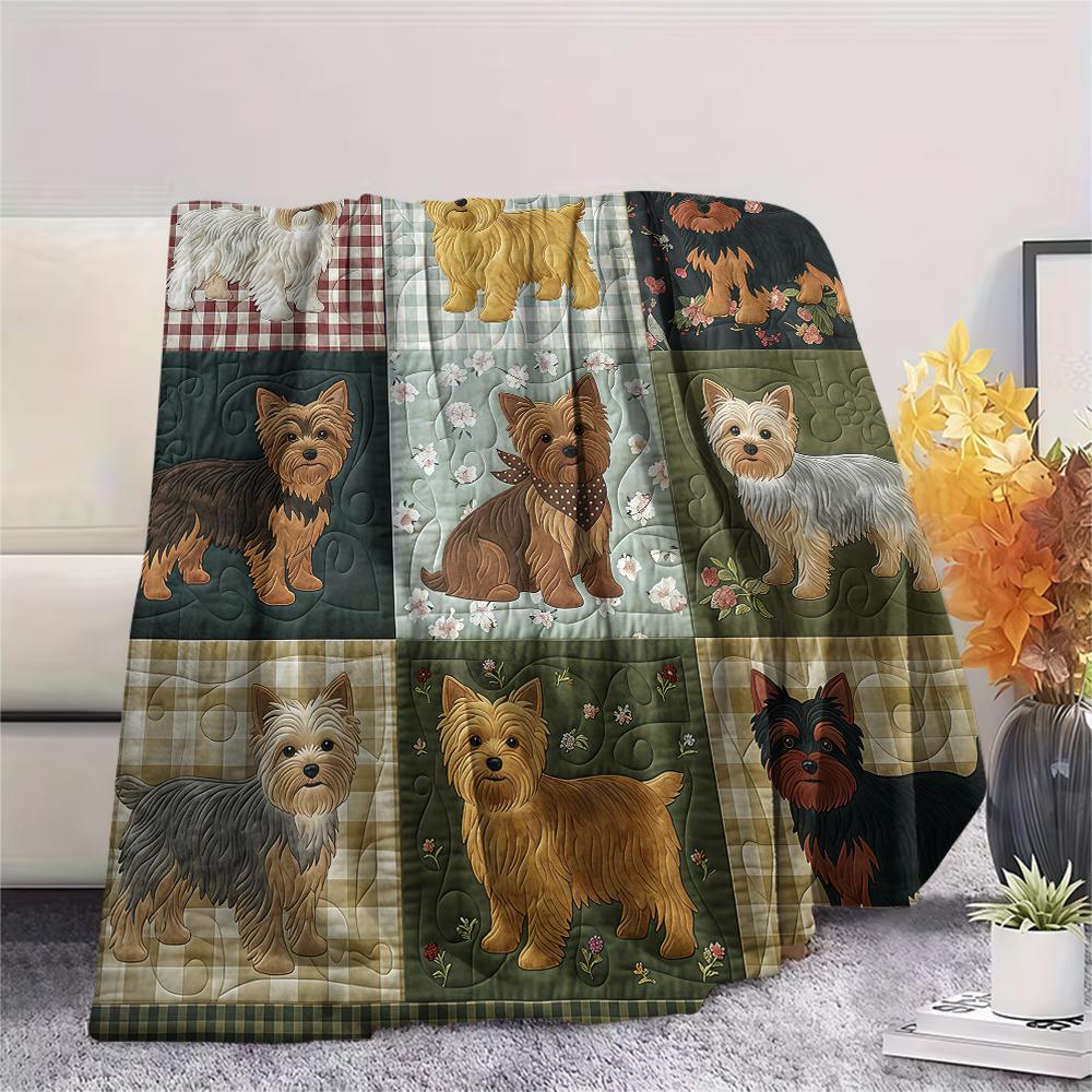 Nine grid dog cat fabric Print Flannel Blanket,High quality Comfortable for All Seasons,Home Decor,Warmth and Comfort,Perfect for Christmas Gifts