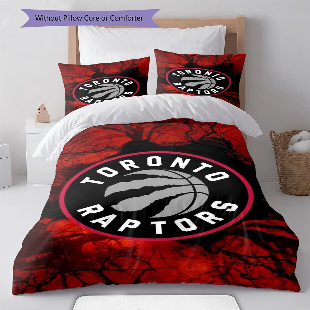Toronto Raptors Pattern Bedding Set Quilt Cover Pillowcase Home Decor Gift (1 * Duvet Cover + 2 * Pillowcase, Without Core)