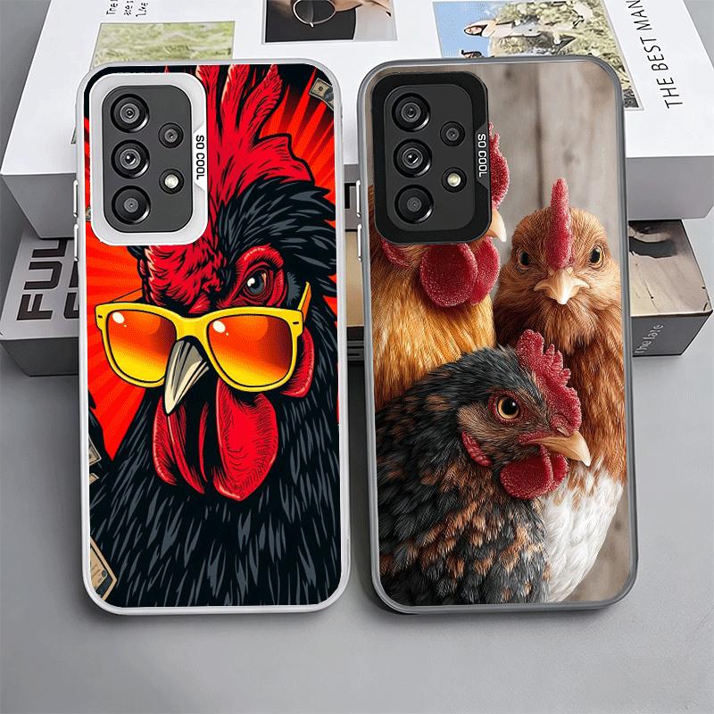 Custodia Morbida per Telefono con Gallina e Gallo per Samsung A17 A16 A15 A14 A13 A57 A56 A55 A54 A53 A37 A36 A35 A34 A33 A26 A25 A24 A23 A52