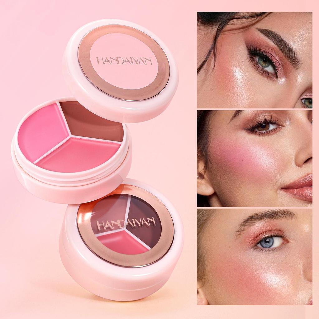 Three-color Blush Natural Color Rendering Delicate Non-flying Powder Matte Rouge Holding Makeup Clear… More