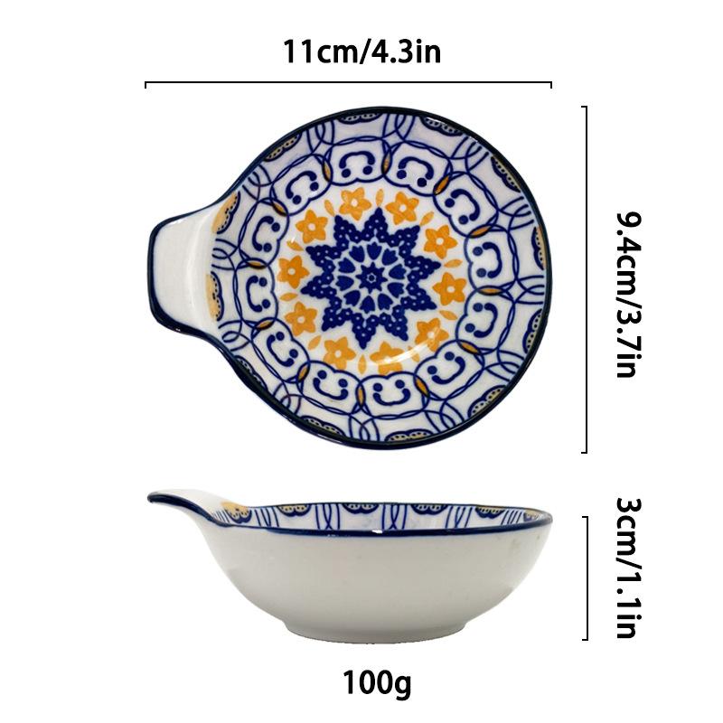 Japanese Ceramic Dish Seasoning Bowls, Heat-resistant Underglaze Colored Cute Bowl Dish, Creative Kitchen Utensils Dipping Dish