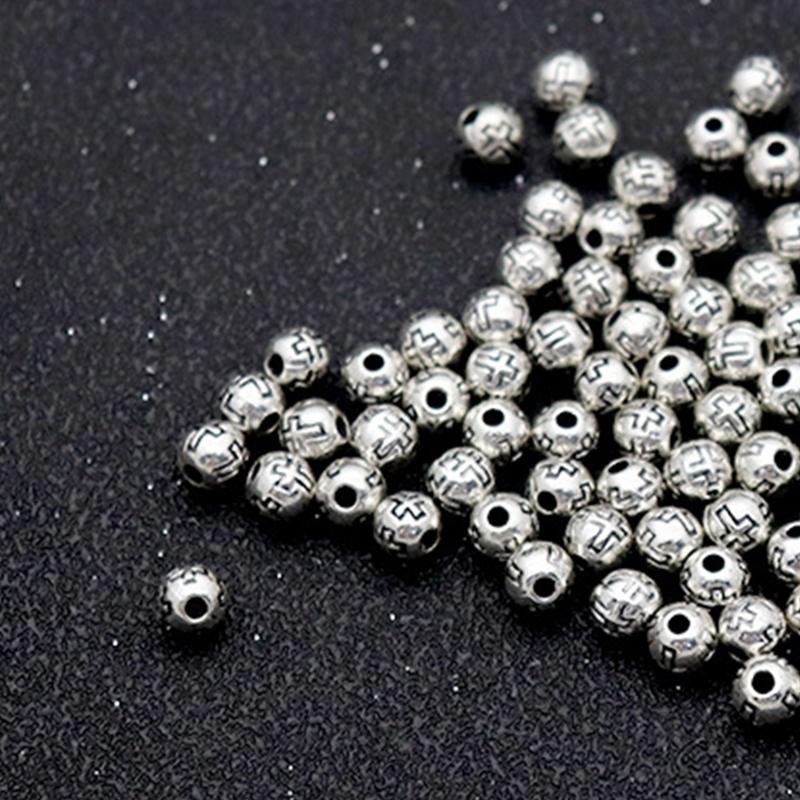 100 peças Contas Redondas de Crucifixo para Colar de Oração, Artesanato para Fazer Pulseiras Construção em Liga Durabilidade Longa