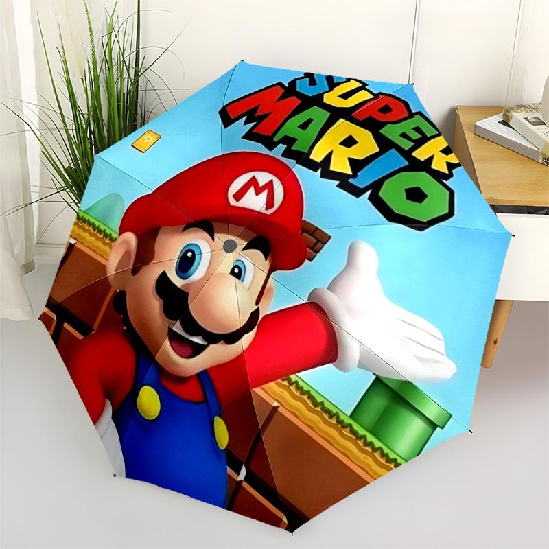 1pc Mario Adventure Automatic Open/close Folding Portable Umbrella with 8-Rib Structure for Women/Men, All-Season Use a0901137