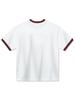 LA MAISON STUDIO Unisex Oversized Puppy Surfing Ringer Short Sleeve T-Shirt White Dark Red (Fce2Ts401M)