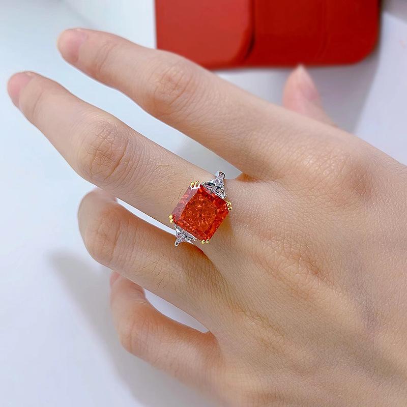 Luoxi Temple Padma Ice Flower Cut 925 Silver Ring with High Carbon Diamond for Women - European and American Minimalist Style