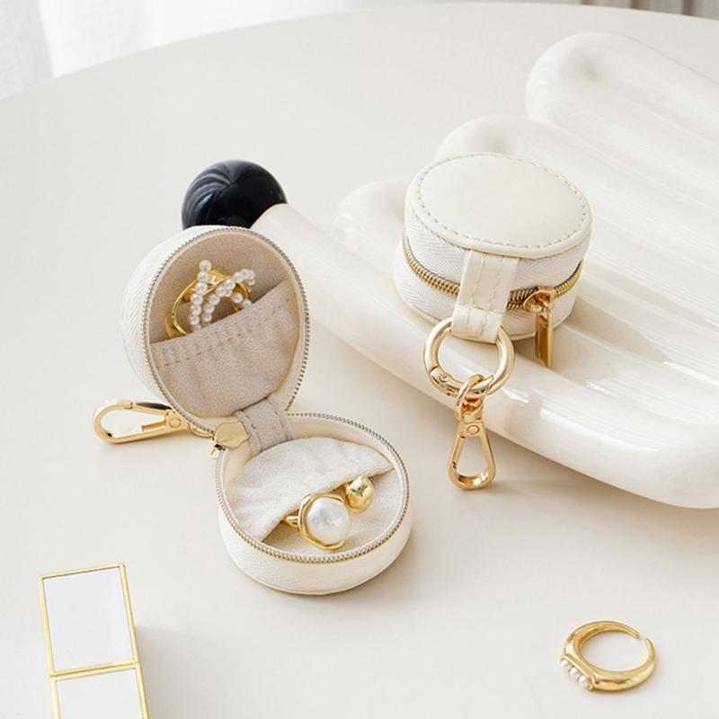Portable Leather Holder Jewelry Pouch Elegant Jewelry Packaging Box Durable Display Holder for Rings Earrings Bracelet