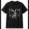 Tattoo Hare In Nature Mens T-Shirt Wildlife Black 100% Cotton Printed