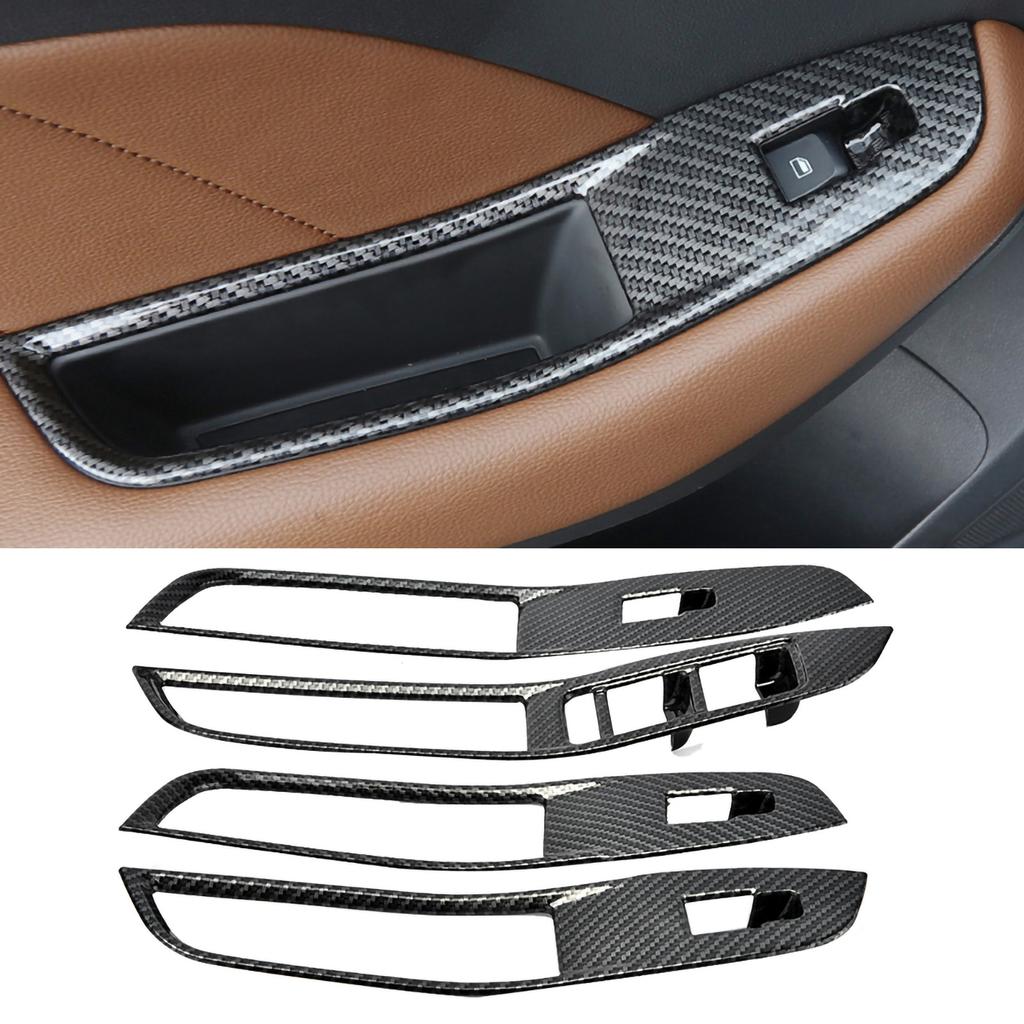 4pcs set Window Switch Panel Cover Trim Decorative Sticker for MG ZS 2017‑2018 Carbon Fiber