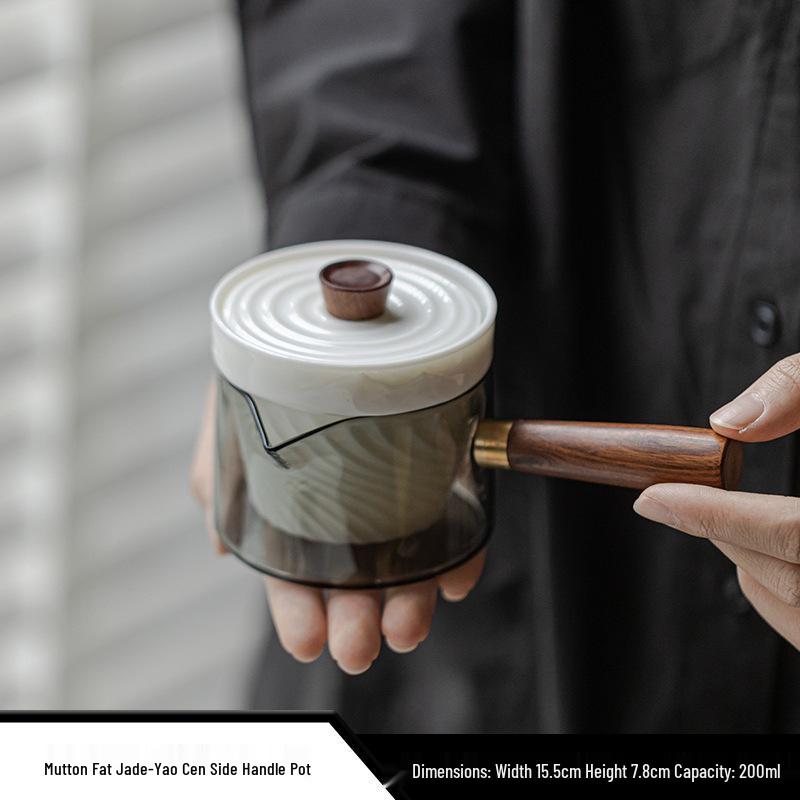 Xi Shi Jade Porcelain Teapot - Ink Wash Style Ceramic Pot for Women's Boutique Kung Fu Tea Set.