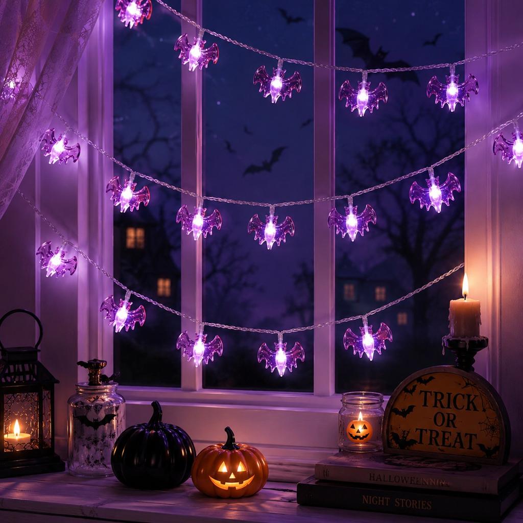 Xiaomi 1PC 10/20/30LED Halloween String Lights Battery Operated Outdoor Bat Lights for Indoor Outdoor Yard Window Haunted House Decor