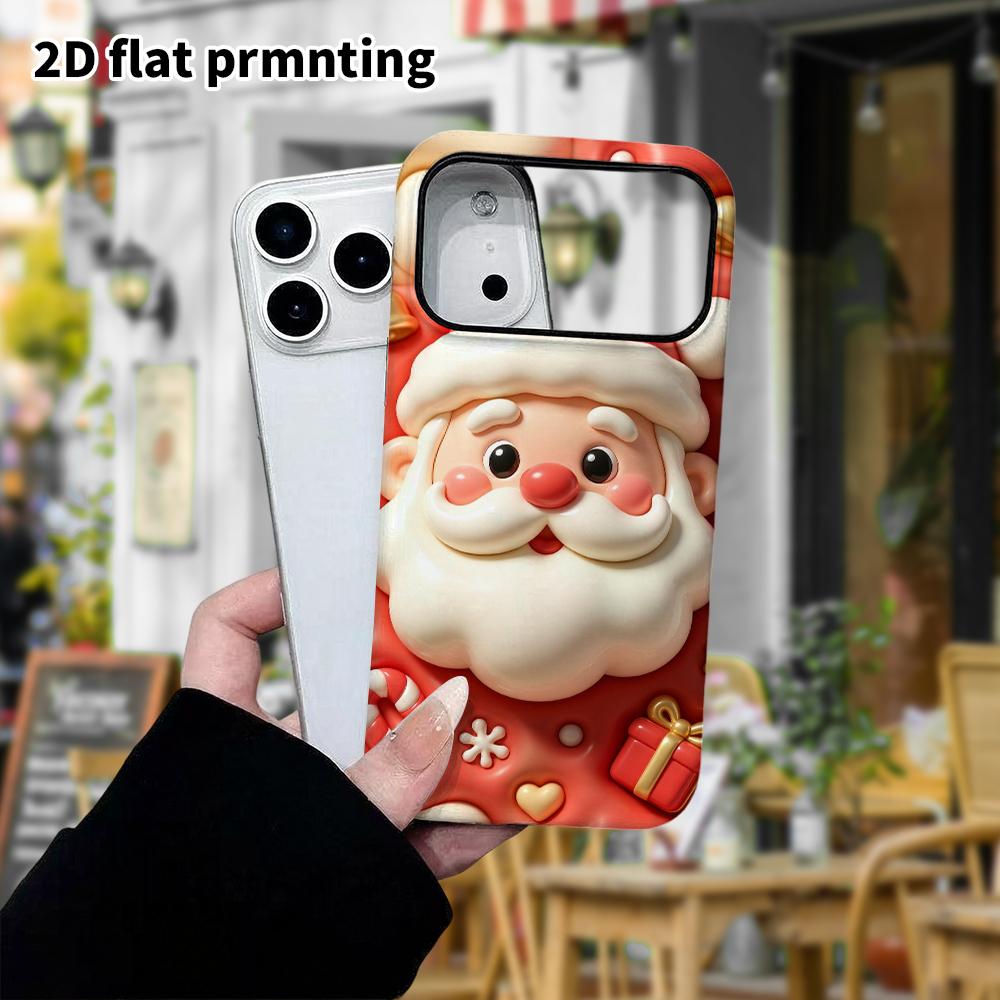 Phone Case: 2D Flat Design Suitable for iPhone 18 17 16 15 14 13 Pro Protective Case, Santa Claus Head, Perfect Christmas and Halloween Festive Gift