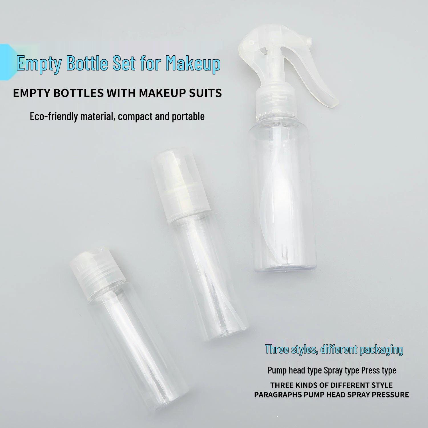 Transparent Plastic Refillable Hydrating Spray Bottle, 50ml/80ml, Fine Mist Press-Type