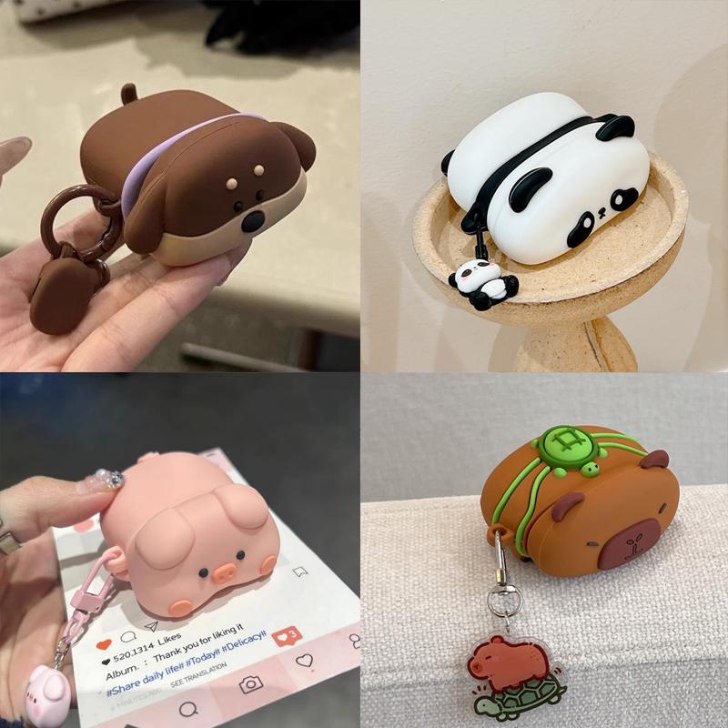 For AirPods 1 Pro 2 3 4 Earphone Case Cute Little Dog Corgi Panda Pig Silicone Sleeve Wireless Headset Bluetooth Cover
