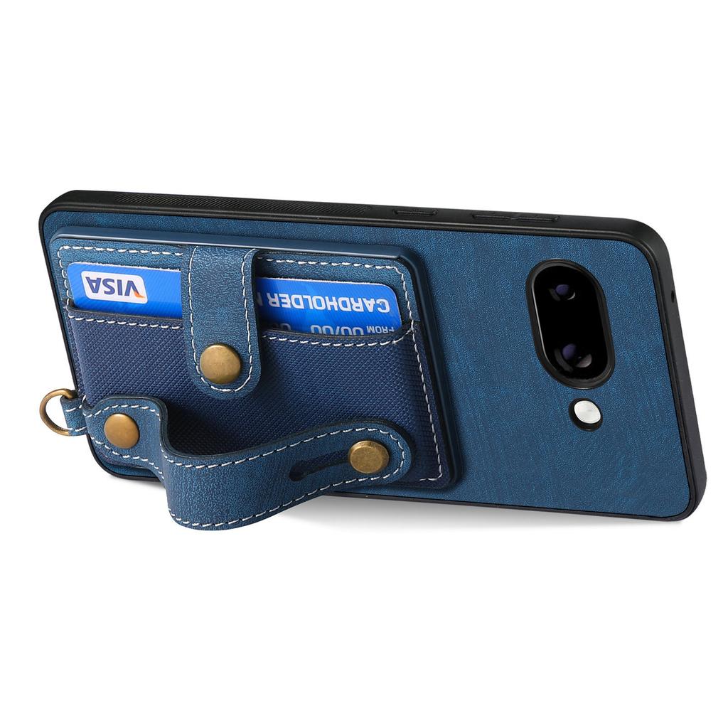 Für Google Pixel 9a Retro PU Leder Rückseite mit Kartenhalter und Armband-Ständer