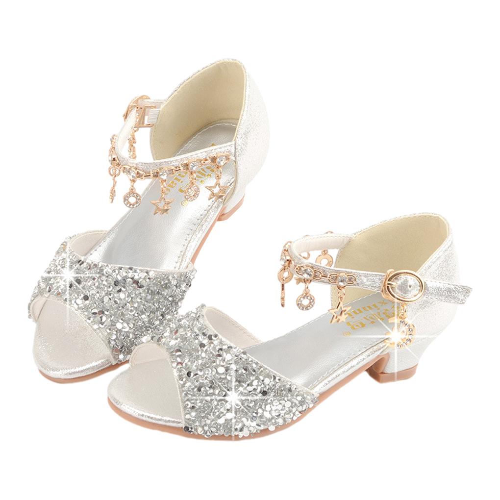 Girls Ballerina Glitter Shoes Children Ballet Wedges Party Shoe Carnival Christmas Sandals with Shoelace Stage